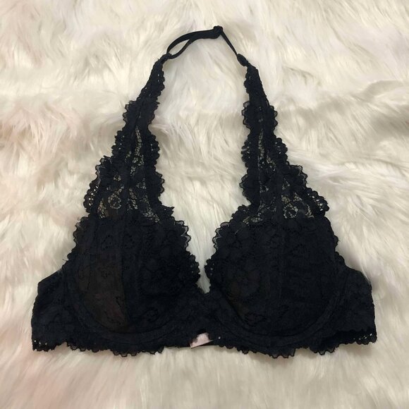 La Senza Black Halter Lace Bra 34A - Picture 1 of 4